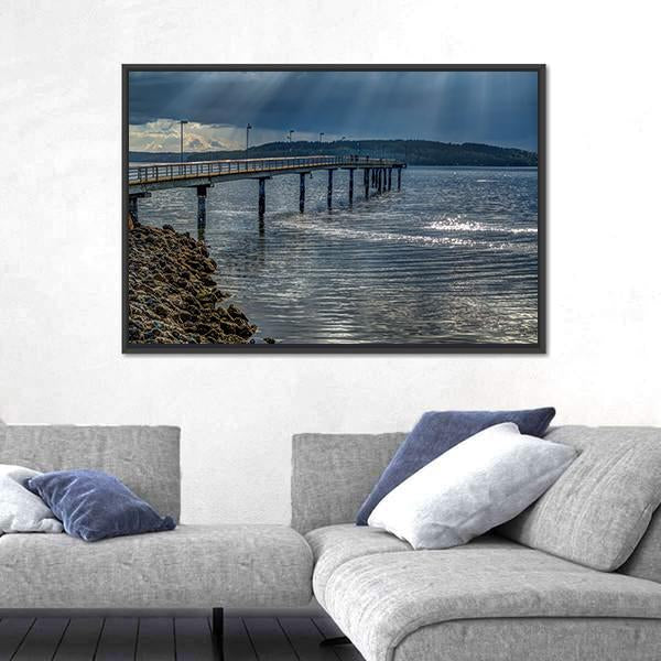 Rays Of Light Shine Through Clouds In Des Moines In Washington Canvas Wall Art-3 Horizontal-Gallery Wrap-25" x 16"-Tiaracle