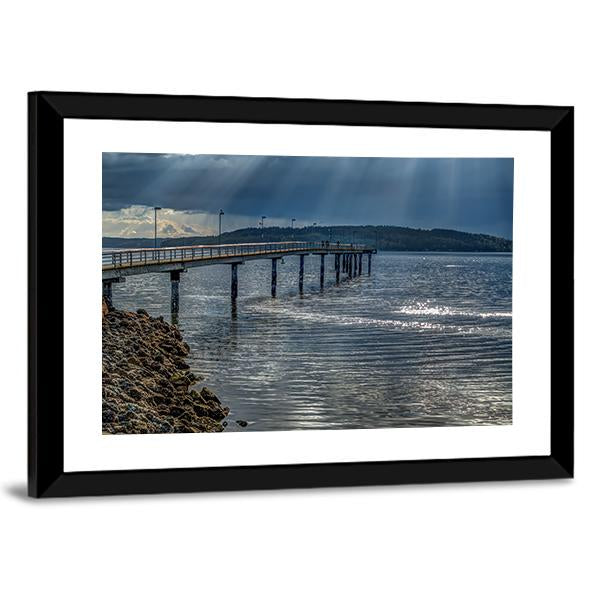 Rays Of Light Shine Through Clouds In Des Moines In Washington Canvas Wall Art-3 Horizontal-Gallery Wrap-25" x 16"-Tiaracle