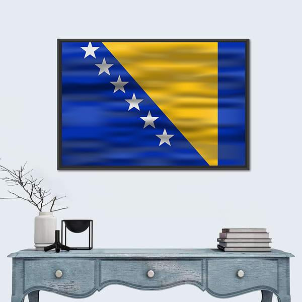 Realistic Flag Bosnia And Herzegovina Canvas Wall Art-1 Piece-Floating Frame-36" x 24"-Tiaracle