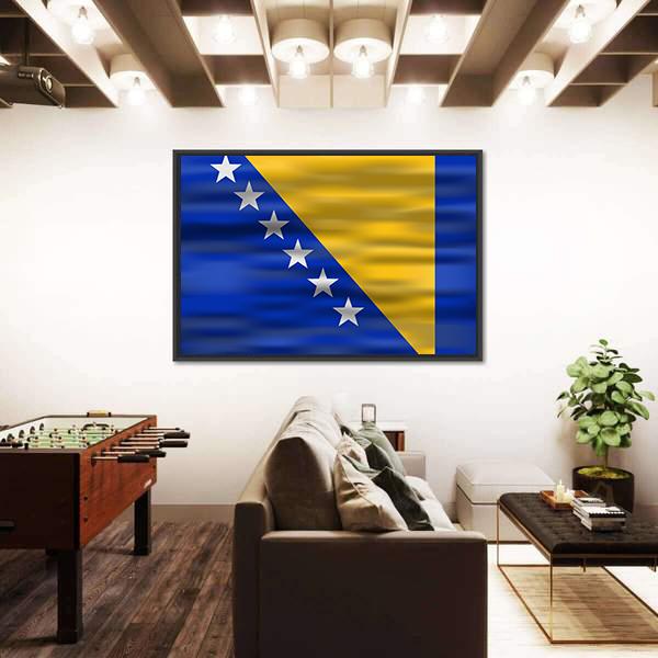Realistic Flag Bosnia And Herzegovina Canvas Wall Art-5 Horizontal-Gallery Wrap-22" x 12"-Tiaracle