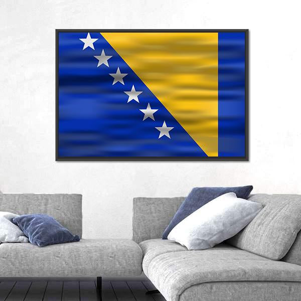 Realistic Flag Bosnia And Herzegovina Canvas Wall Art-5 Horizontal-Gallery Wrap-22" x 12"-Tiaracle