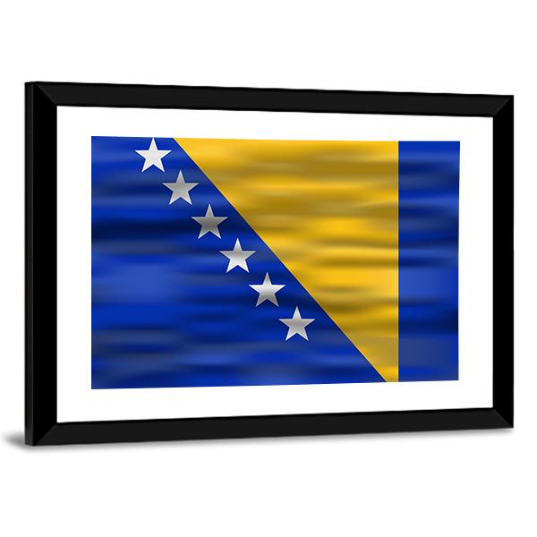Realistic Flag Bosnia And Herzegovina Canvas Wall Art-5 Horizontal-Gallery Wrap-22" x 12"-Tiaracle