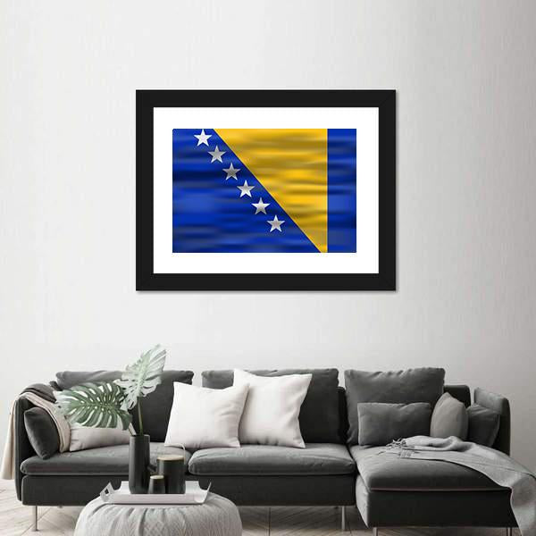 Realistic Flag Bosnia And Herzegovina Canvas Wall Art-5 Horizontal-Gallery Wrap-22" x 12"-Tiaracle
