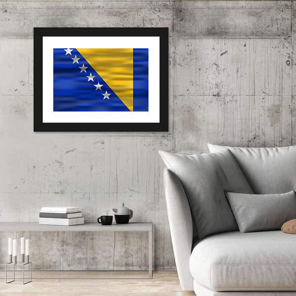 Realistic Flag Bosnia And Herzegovina Canvas Wall Art-5 Horizontal-Gallery Wrap-22" x 12"-Tiaracle