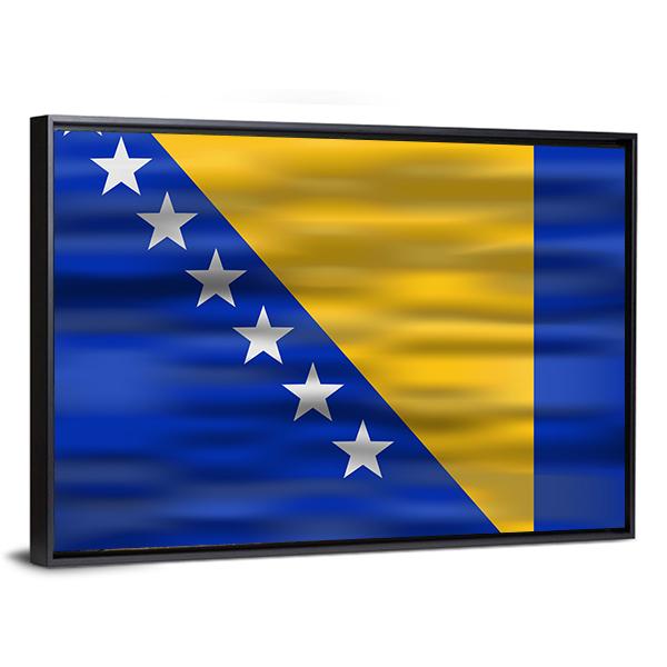 Realistic Flag Bosnia And Herzegovina Canvas Wall Art-5 Horizontal-Gallery Wrap-22" x 12"-Tiaracle