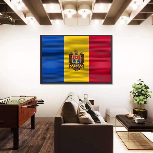 Realistic Flag Moldova Canvas Wall Art-5 Horizontal-Gallery Wrap-22" x 12"-Tiaracle