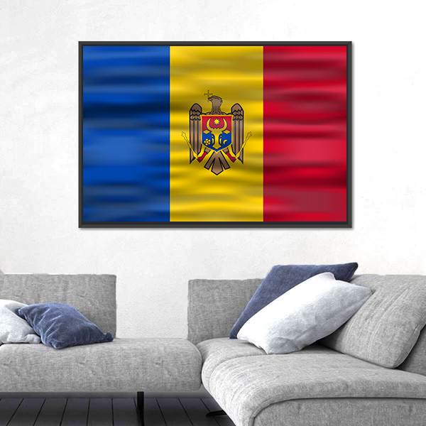 Realistic Flag Moldova Canvas Wall Art-5 Horizontal-Gallery Wrap-22" x 12"-Tiaracle