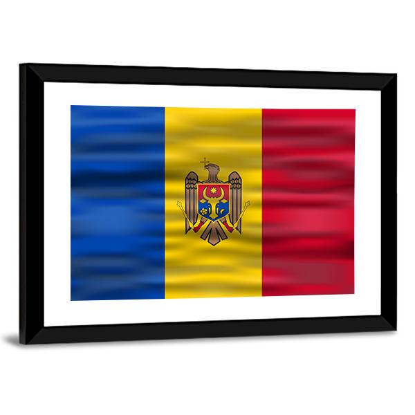 Realistic Flag Moldova Canvas Wall Art-5 Horizontal-Gallery Wrap-22" x 12"-Tiaracle