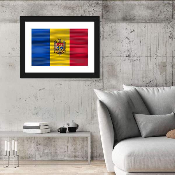 Realistic Flag Moldova Canvas Wall Art-5 Horizontal-Gallery Wrap-22" x 12"-Tiaracle