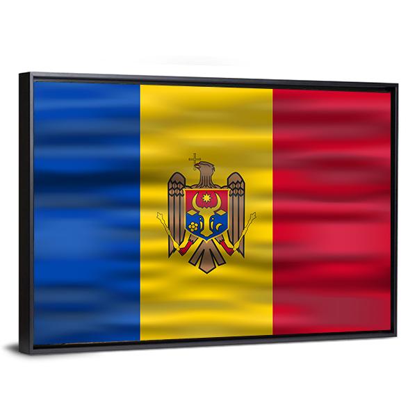 Realistic Flag Moldova Canvas Wall Art-5 Horizontal-Gallery Wrap-22" x 12"-Tiaracle
