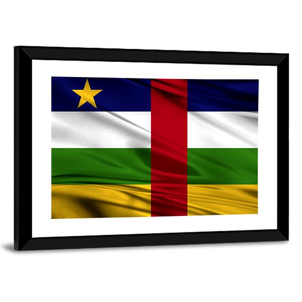 Realistic Flag Of Central African Republic Canvas Wall Art-5 Horizontal-Gallery Wrap-22" x 12"-Tiaracle