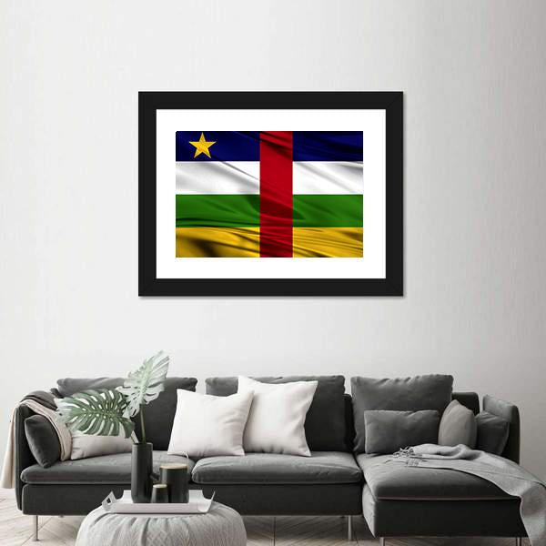 Realistic Flag Of Central African Republic Canvas Wall Art-5 Horizontal-Gallery Wrap-22" x 12"-Tiaracle