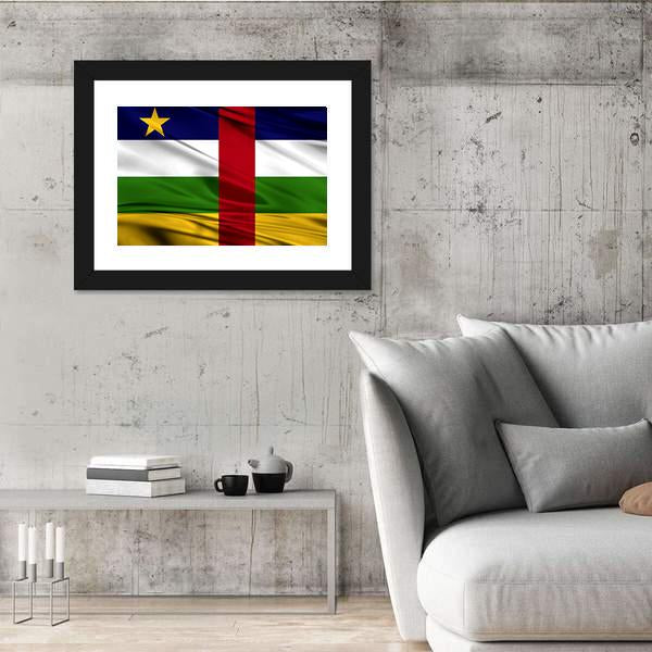 Realistic Flag Of Central African Republic Canvas Wall Art-5 Horizontal-Gallery Wrap-22" x 12"-Tiaracle