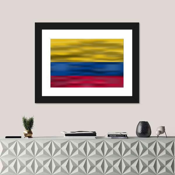 Realistic Flag Of Colombia Canvas Wall Art-1 Piece-Framed Print-20" x 16"-Tiaracle