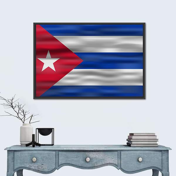 Realistic Flag Of Cuba Canvas Wall Art-1 Piece-Floating Frame-36" x 24"-Tiaracle