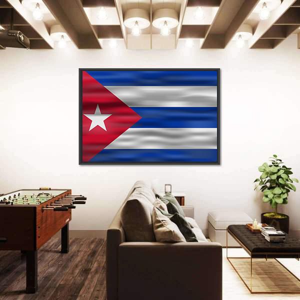 Realistic Flag Of Cuba Canvas Wall Art-5 Horizontal-Gallery Wrap-22" x 12"-Tiaracle