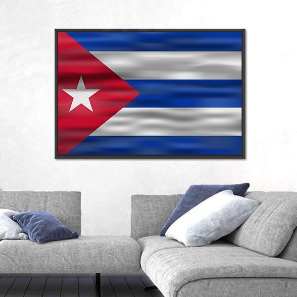 Realistic Flag Of Cuba Canvas Wall Art-5 Horizontal-Gallery Wrap-22" x 12"-Tiaracle