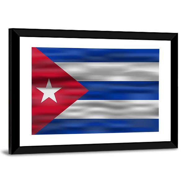 Realistic Flag Of Cuba Canvas Wall Art-5 Horizontal-Gallery Wrap-22" x 12"-Tiaracle