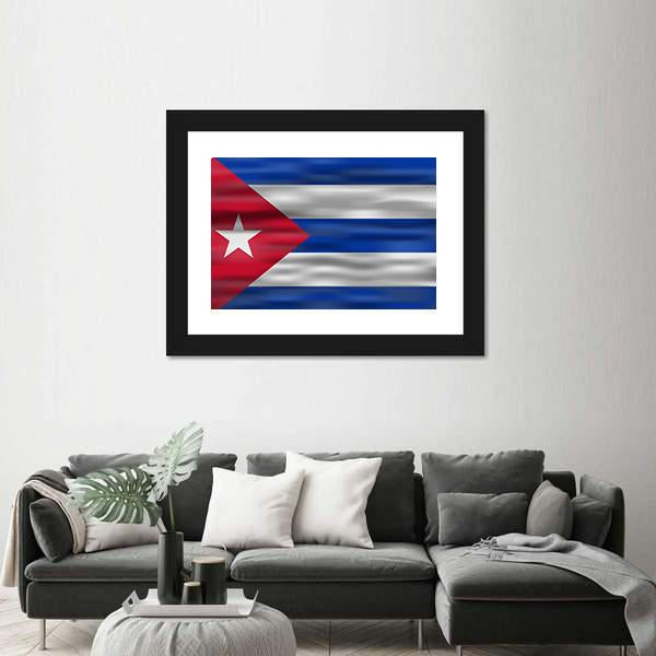 Realistic Flag Of Cuba Canvas Wall Art-5 Horizontal-Gallery Wrap-22" x 12"-Tiaracle