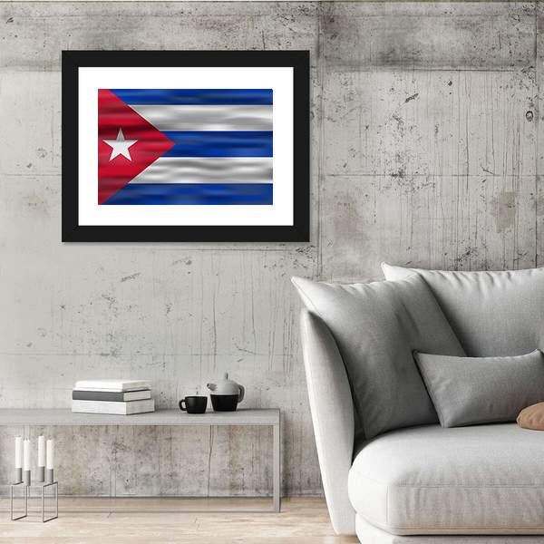 Realistic Flag Of Cuba Canvas Wall Art-5 Horizontal-Gallery Wrap-22" x 12"-Tiaracle