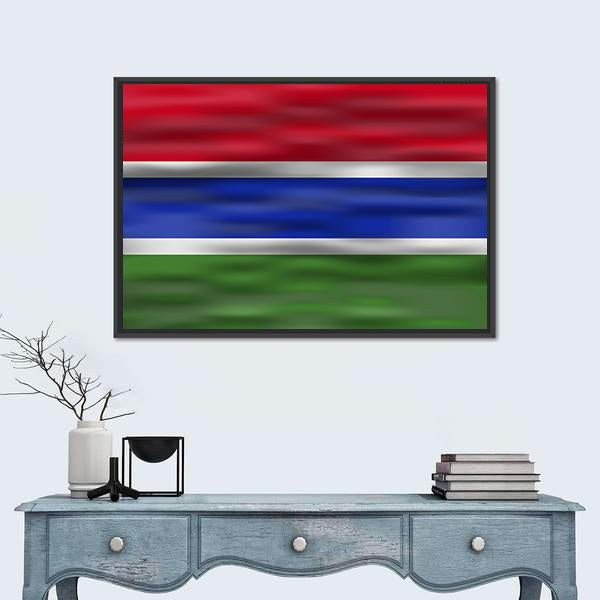 Realistic Flag Of Gambia Canvas Wall Art-1 Piece-Floating Frame-24" x 16"-Tiaracle
