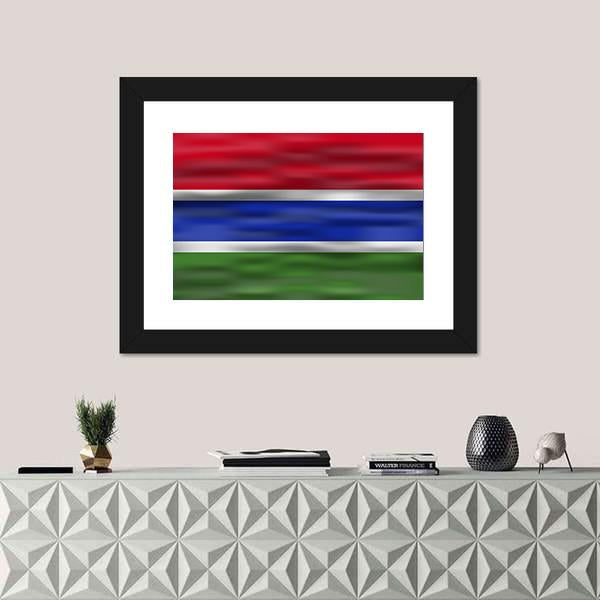 Realistic Flag Of Gambia Canvas Wall Art-1 Piece-Framed Print-20" x 16"-Tiaracle