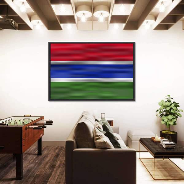 Realistic Flag Of Gambia Canvas Wall Art-3 Horizontal-Gallery Wrap-25" x 16"-Tiaracle