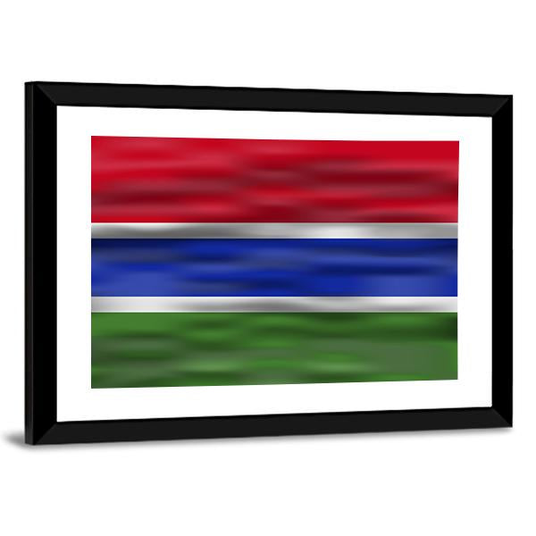 Realistic Flag Of Gambia Canvas Wall Art-3 Horizontal-Gallery Wrap-25" x 16"-Tiaracle