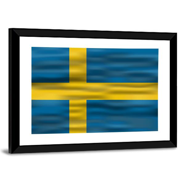 Realistic Flag Of Sweden Canvas Wall Art-5 Horizontal-Gallery Wrap-22" x 12"-Tiaracle