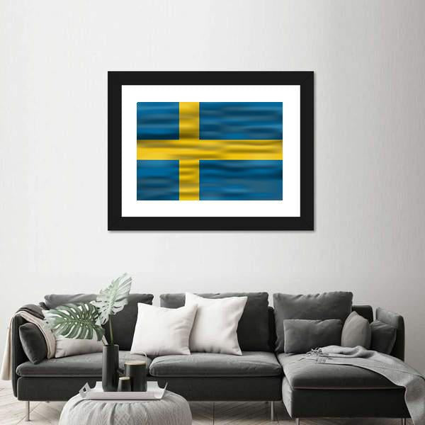 Realistic Flag Of Sweden Canvas Wall Art-5 Horizontal-Gallery Wrap-22" x 12"-Tiaracle