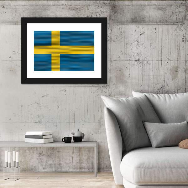Realistic Flag Of Sweden Canvas Wall Art-5 Horizontal-Gallery Wrap-22" x 12"-Tiaracle