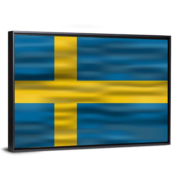 Realistic Flag Of Sweden Canvas Wall Art-5 Horizontal-Gallery Wrap-22" x 12"-Tiaracle