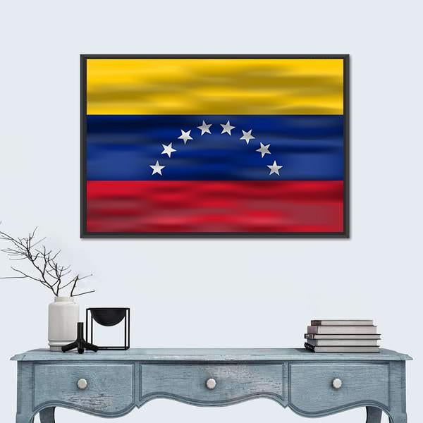 Realistic Flag Venezuela Canvas Wall Art-1 Piece-Floating Frame-36" x 24"-Tiaracle