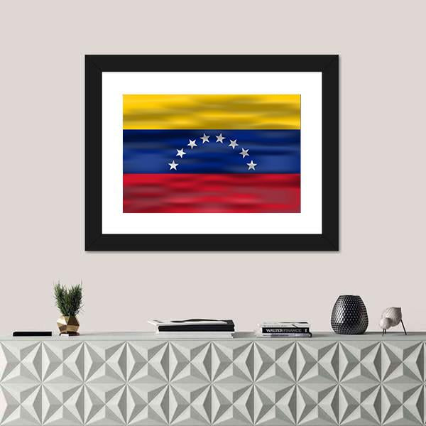 Realistic Flag Venezuela Canvas Wall Art-1 Piece-Framed Print-42" x 14"-Tiaracle