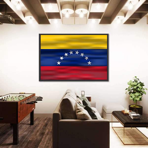 Realistic Flag Venezuela Canvas Wall Art-5 Horizontal-Gallery Wrap-22" x 12"-Tiaracle