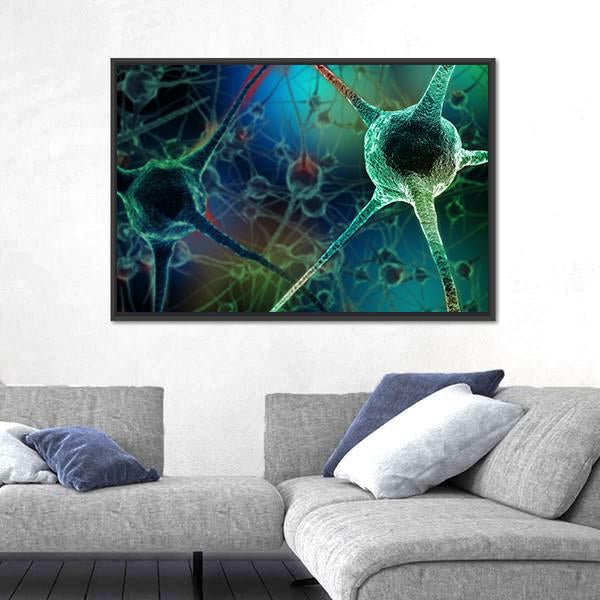 Realistic Rendering Of Neurone Canvas Wall Art-5 Horizontal-Gallery Wrap-22" x 12"-Tiaracle