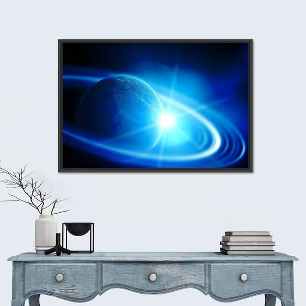 Realistic Saturn In Open Space Canvas Wall Art-1 Piece-Floating Frame-24" x 16"-Tiaracle