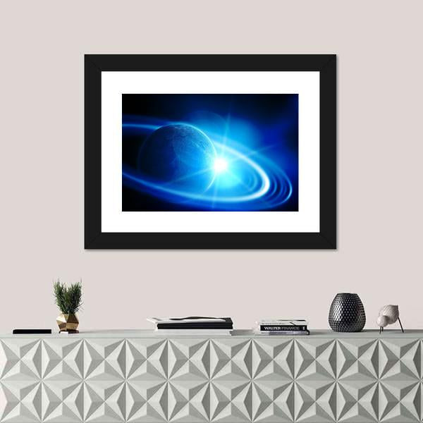 Realistic Saturn In Open Space Canvas Wall Art-1 Piece-Framed Print-20" x 16"-Tiaracle