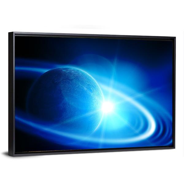 Realistic Saturn In Open Space Canvas Wall Art-3 Horizontal-Gallery Wrap-25" x 16"-Tiaracle