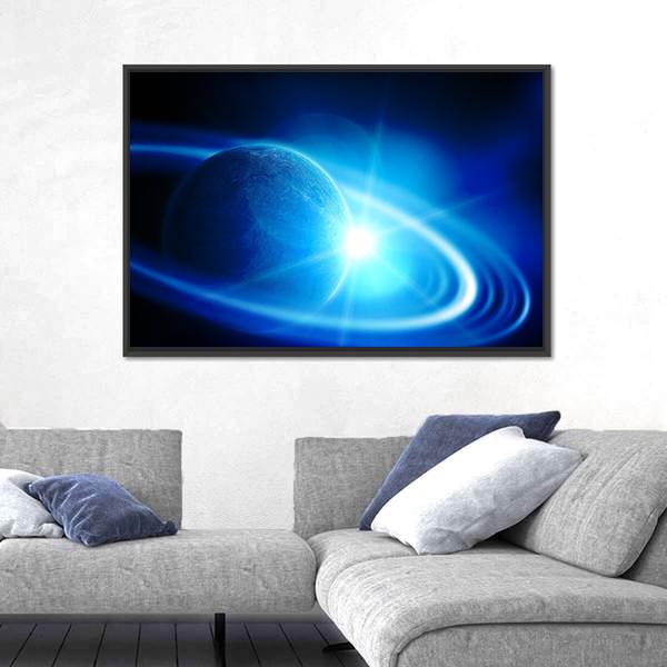Realistic Saturn In Open Space Canvas Wall Art-3 Horizontal-Gallery Wrap-25" x 16"-Tiaracle