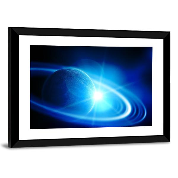 Realistic Saturn In Open Space Canvas Wall Art-3 Horizontal-Gallery Wrap-25" x 16"-Tiaracle