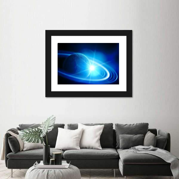 Realistic Saturn In Open Space Canvas Wall Art-3 Horizontal-Gallery Wrap-25" x 16"-Tiaracle