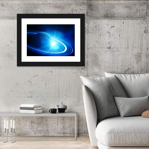 Realistic Saturn In Open Space Canvas Wall Art-3 Horizontal-Gallery Wrap-25" x 16"-Tiaracle