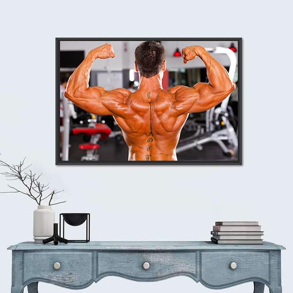 Rear View Of Male Bodybuilder Canvas Wall Art-1 Piece-Floating Frame-36" x 24"-Tiaracle