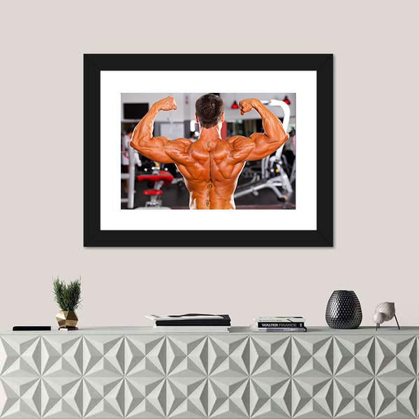 Rear View Of Male Bodybuilder Canvas Wall Art-1 Piece-Framed Print-30" x 20"-Tiaracle