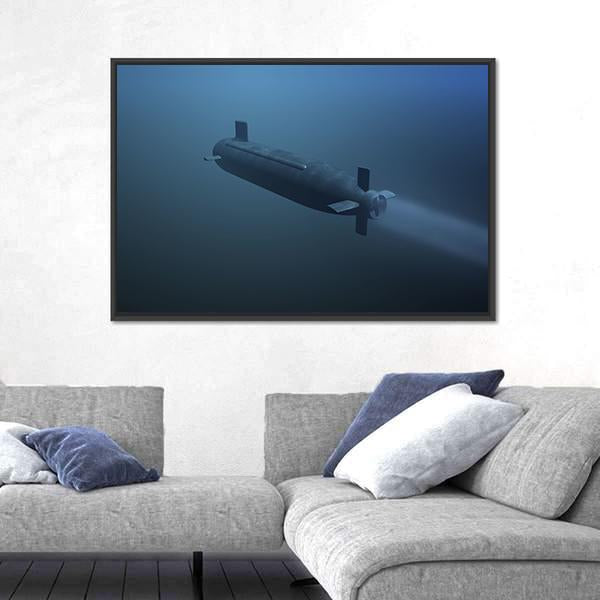Rear View Of Submarine Under Water Canvas Wall Art-5 Horizontal-Gallery Wrap-22" x 12"-Tiaracle