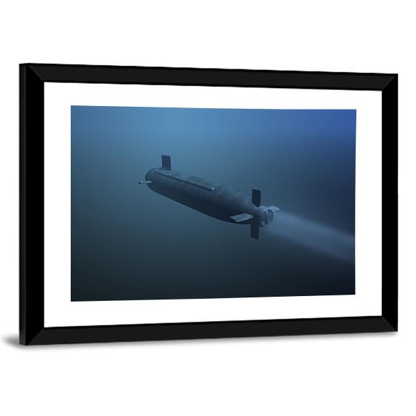 Rear View Of Submarine Under Water Canvas Wall Art-5 Horizontal-Gallery Wrap-22" x 12"-Tiaracle