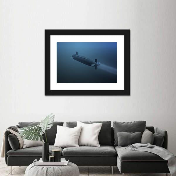 Rear View Of Submarine Under Water Canvas Wall Art-5 Horizontal-Gallery Wrap-22" x 12"-Tiaracle