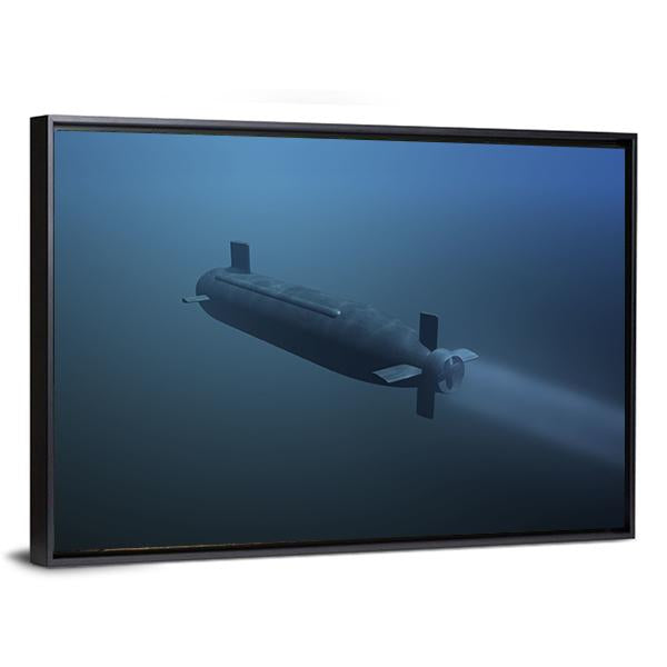 Rear View Of Submarine Under Water Canvas Wall Art-5 Horizontal-Gallery Wrap-22" x 12"-Tiaracle