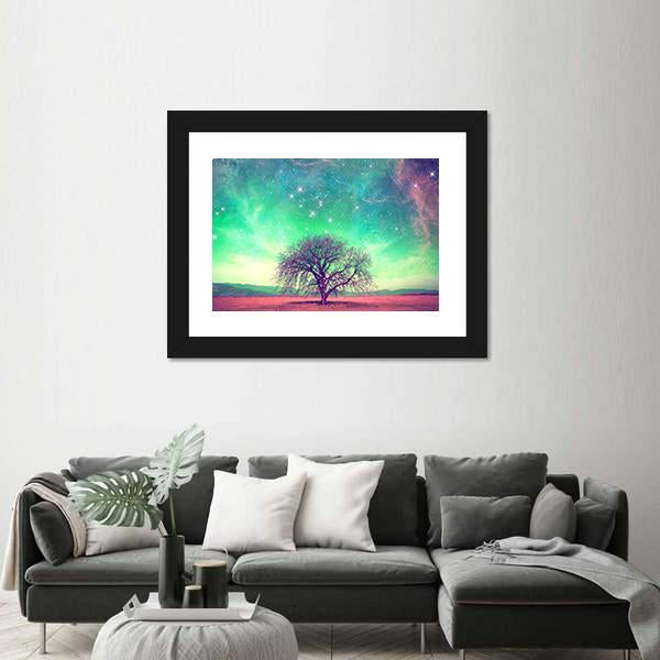 Red Alien Landscape With A Tree Canvas Wall Art-5 Horizontal-Gallery Wrap-22" x 12"-Tiaracle